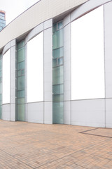 Three large blank mock up of store street showcase window