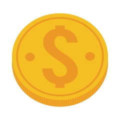golden money coin icon over white background. vector illustration
