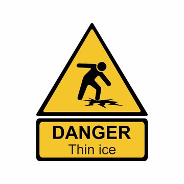 Warning thin ice sign vector design isolated on white background