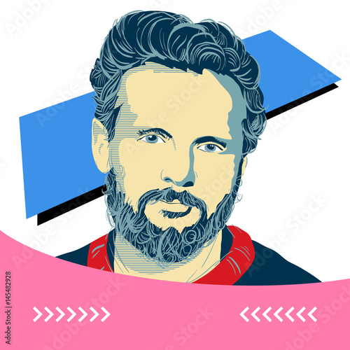 Hand drawn portrait of men with beard and mustache. Vector hand ... Hand drawn portrait of men with beard and mustache. Vector hand ...