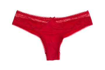 Red Lace Panties. Studio. Isolate - obrazy, fototapety, plakaty