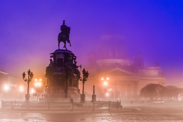 Fototapeta premium St. Petersburg. St. Isaac's Square. Saint Isaac's Cathedral. Monument to Nicholas 1