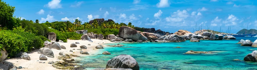 Crédence de cuisine en verre imprimé Panoramique Picture perfect beach at Caribbean