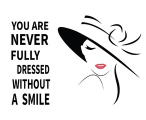 Woman in hat with quote.