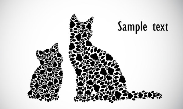 Silhouettes of cat and kitten