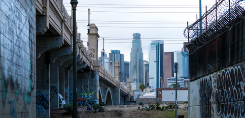 Downtown Los Angeles Bridge, Street lamps, California, USA