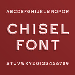 Chisel Alphabet Vector Font. Type letters and numbers. Chiseled block typeface for your design.
