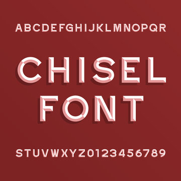 Chisel Alphabet Vector Font. Type letters and numbers. Chiseled block typeface for your design.