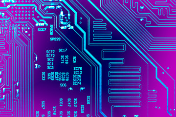 Circuit board. Electronic computer hardware technology. Motherboard digital chip. Tech science background. Integrated communication processor. Information engineering component.