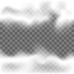 Realistic clouds, isolated on transparent background. Vector illustration.