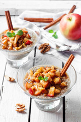 Chia pudding with caramelized apples and walnuts