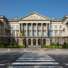 Main entrance to the Belgian Parliament, Brussels, Belgium.