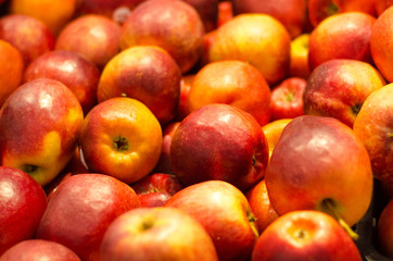 Fresh red apples in supermarket