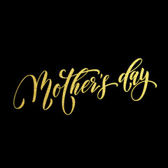 Mother Day gold glitter text for vector greeting card