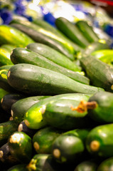 Fresh zucchini in supermarket