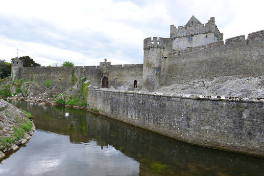 Cahir castle in Ireland on spring day in April.