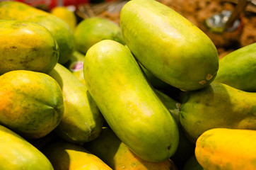 Fresh papaya in supermarket