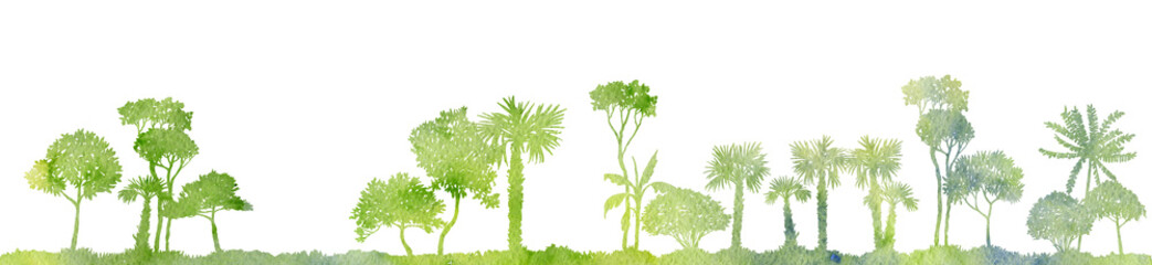 Obraz premium watercolor landscape with palm trees