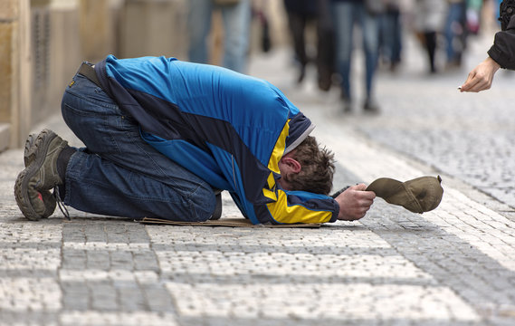 Homeless man in a street