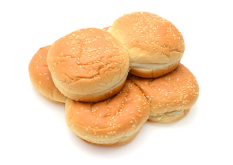 hamburger buns isolated on white background