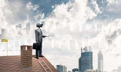 Concept of home security and privacy protection with camera head