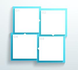 Vector Blue 3d Square Text Boxes 1 to 4 Cycle Infographic