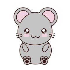 kawaii mouse animal icon over white background. colorful design. vector illustration