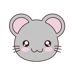 kawaii mouse animal icon over white background. colorful design. vector illustration