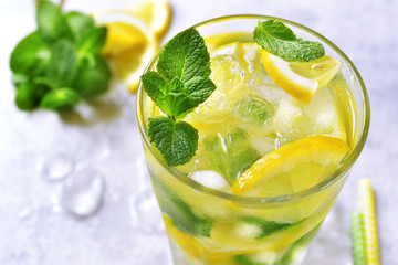 Summer citrus lemonade in a glass.