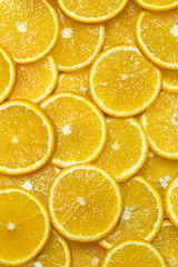 Background citrus ripe juicy slices of orange lemon shot close-up 