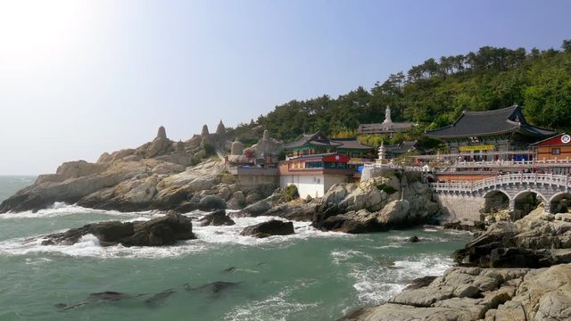 Haedong Yonggungsa Temple and Haeundae Sea in Busan, South Korea
