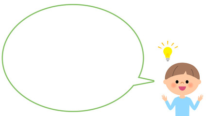 ひらめく男の子　吹き出し