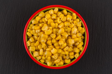sweet canned corn in bowl