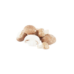 Heap of raw white champignons, isolated