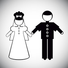 Silhouettes of Father and the bride