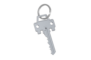 Car key with auto silhouette, 3D rendering