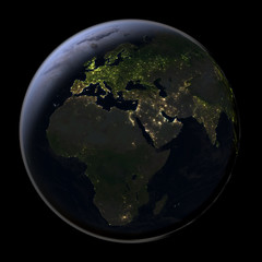 EMEA region from space at night