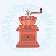 Outline illustration of manual brass coffee grinder icon