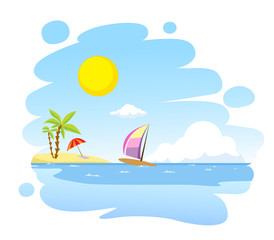 Fototapeta na wymiar painted summer beach landscape - vector illustration