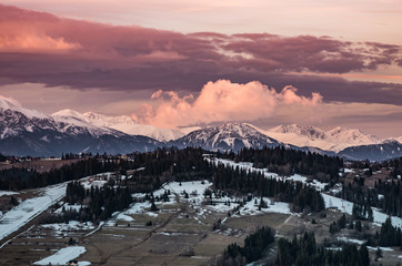 Plakat Morning panorama of snowyTatra Mountains, Poland