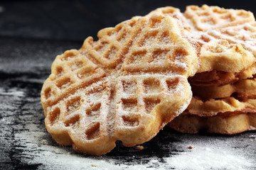 Belgian waffles with powdered sugar