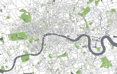 map of the city of London, Great Britain