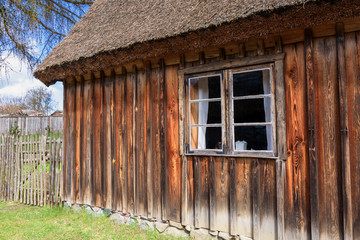 Old house in Kashubian Ethnographic Park in Wdzydze Kiszewskie. Poland.