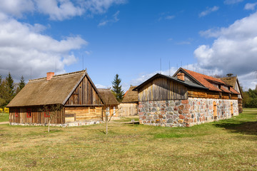 Fototapeta na wymiar Old house in Kashubian Ethnographic Park in Wdzydze Kiszewskie. Poland.