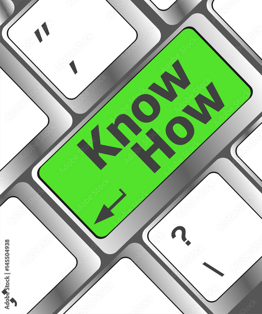 Poster know how knowledge or education concept with button on computer keyboard