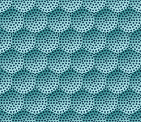 Honeycomb vector background. Seamless pattern with colored circles and dots. Geometric industrial texture, ornament of blue black color.