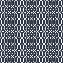 Black and white arabic vector background. Monochrome islamic seamless pattern. Tradition asian geometric ornament.