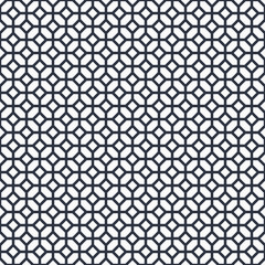 Black and white arabic vector background. Monochrome islamic seamless pattern. Tradition fence geometric ornament.
