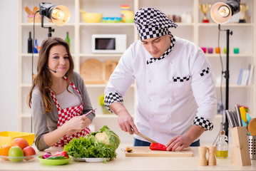 Food cooking tv show in the studio