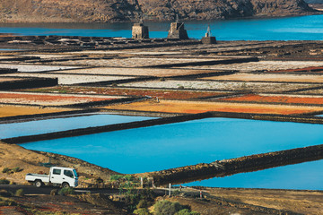Salinas de Janubio, salt mine at the island of lanzarote, Spain